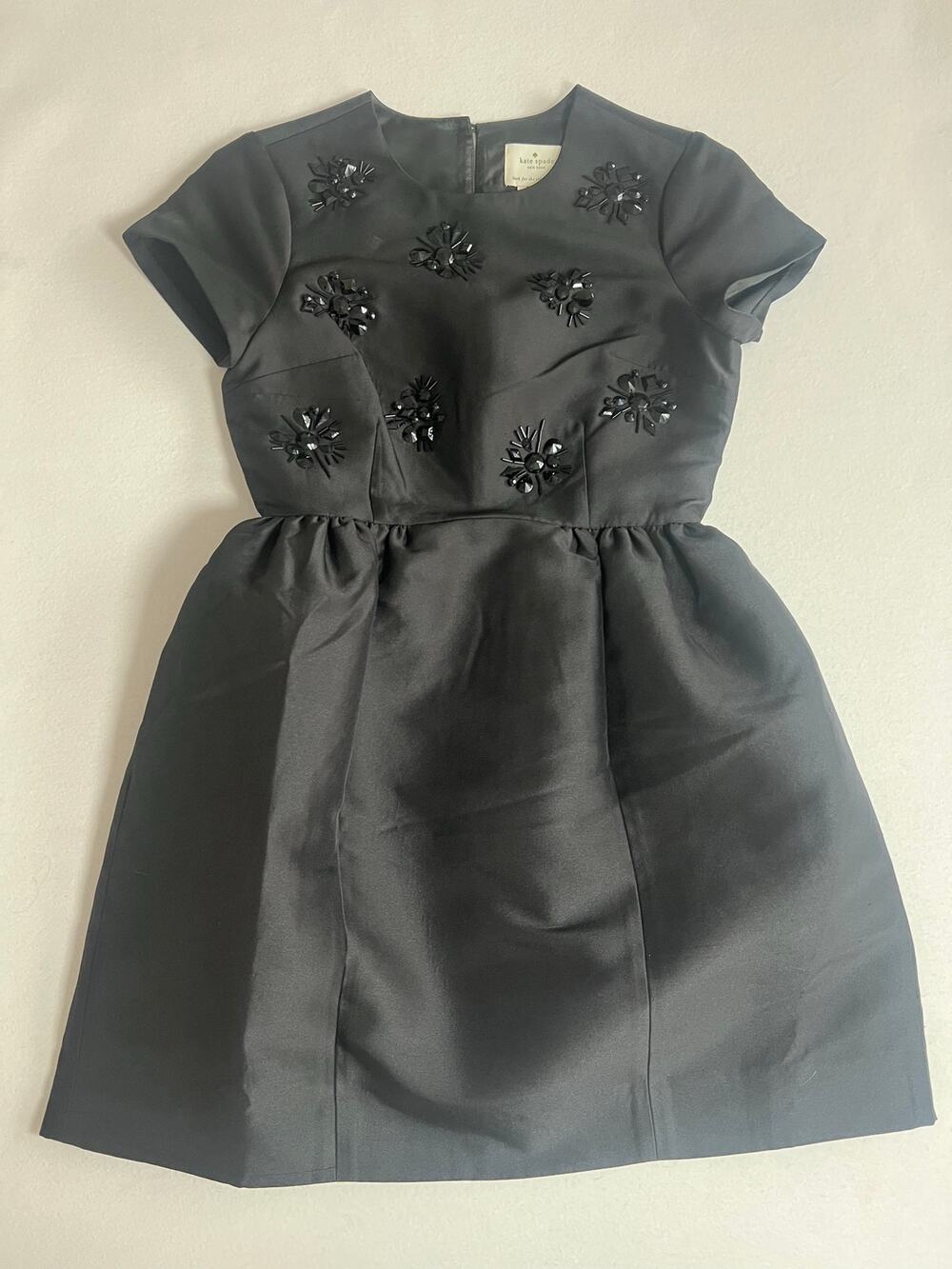 Kate Spade New York Womens 2 Black Embellished Fit Flare Cocktail Dress LBD